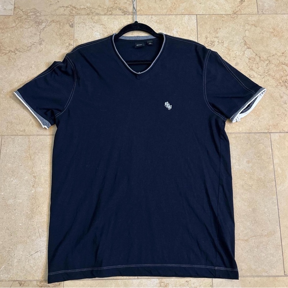 Men’s Navy HUGO BOSS Short Sleeve V Neck T-Shirt - Size- XL